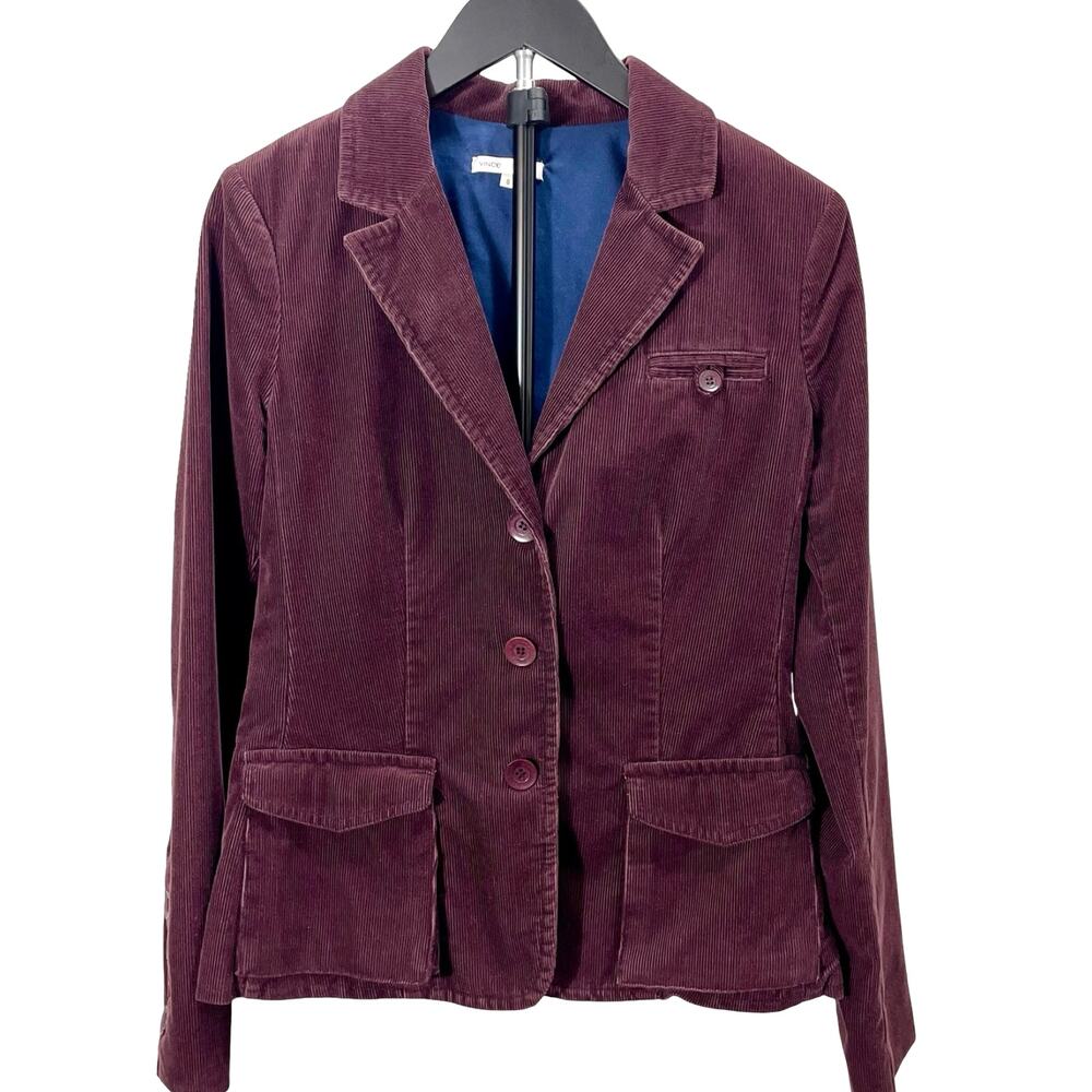 Vince Womens Corduroy Blazer Coat Burgundy Wine Medium 8 Casual Jacket Y2K USA